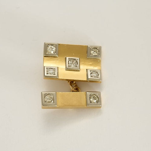 Boutons de manchette Boutons de manchettes en or jaune et diamants 58 Facettes BLO0626