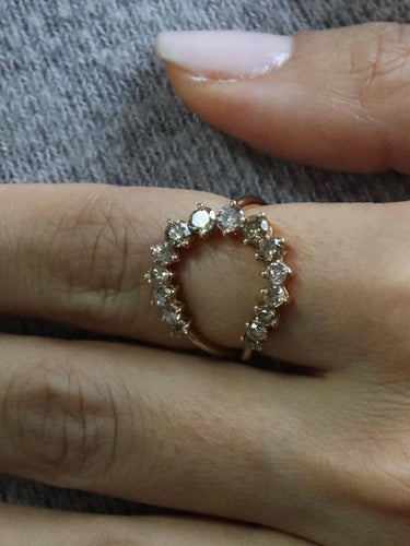 Bague 54 Bague lune en or jaune 18k et diamants marron 58 Facettes P144