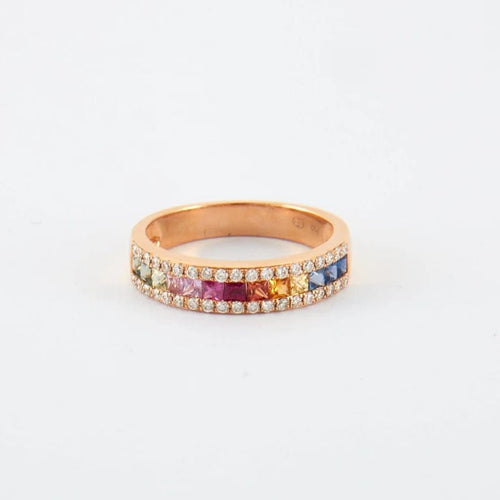 Bague 53 Bague en or rose, diamants & saphirs 58 Facettes