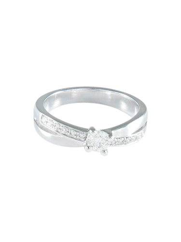 Bague 54 Bague solitaire en or gris et diamants 0,31 ct 58 Facettes 41200261
