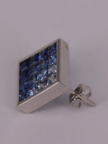 Boucles d'oreilles Boucles d'oreilles carrées Saphirs taille princesse 58 Facettes 1932