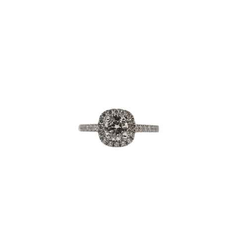Bague 52 Bague or blanc sertie d'un diamant GIA et diamants naturels 58 Facettes