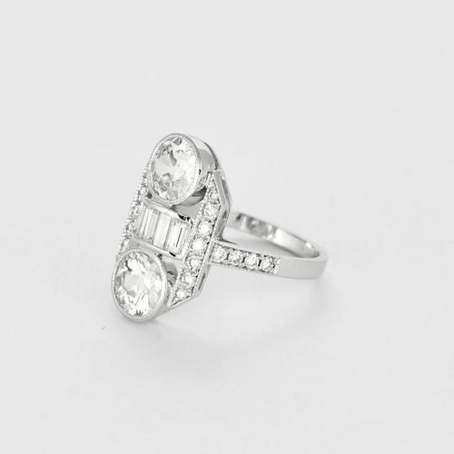 Bague 56 Bague sertie de diamants taille ancienne en or blanc 18k 58 Facettes LJ24-161