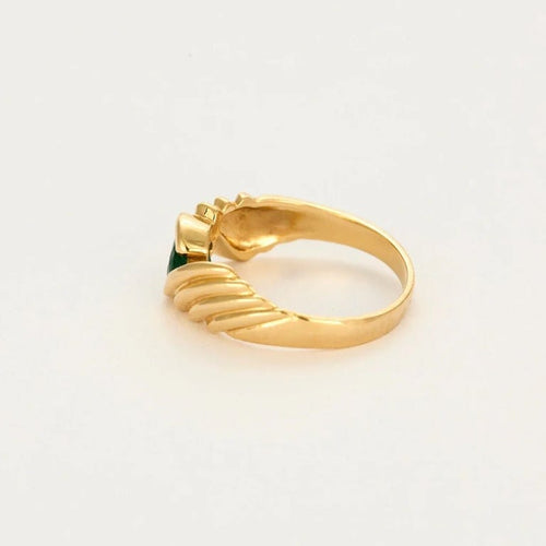 Bague 52 Bague bandeau or jaune, émeraude 58 Facettes GU220