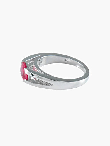 Bague 51.5 Bague rubis du Mozambique en or blanc et diamants 58 Facettes 419 00086