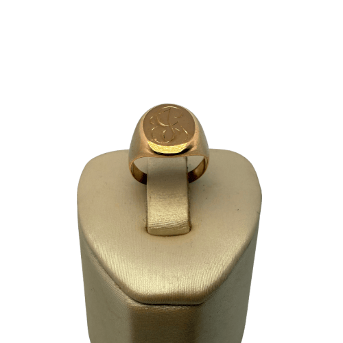 Bague 47.5 Bague chevalière gravée en or jaune 18K 5,53 g 58 Facettes 250009