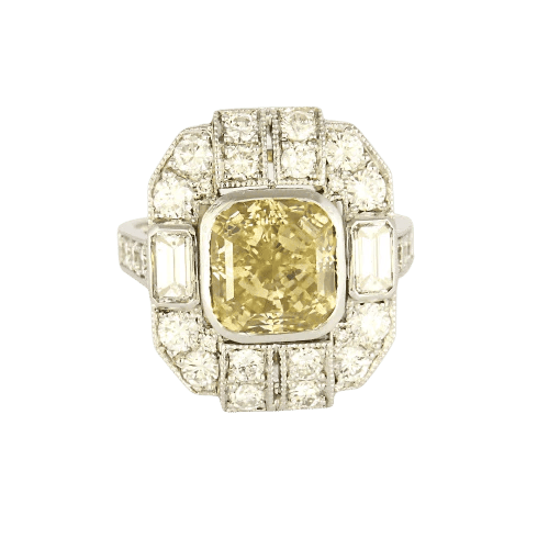 Bague 54 Bague - Chaton octogonal en or blanc 18k et diamants 58 Facettes LJ-100