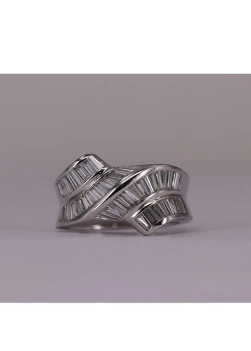 Bague 54 Bague Knott Or blanc Diamants 58 Facettes RNG0552