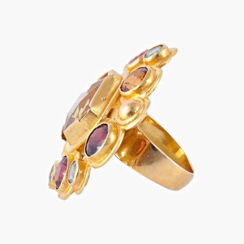 Bague 53 Bague Citrine Topazes Grenats 58 Facettes