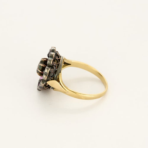 Bague 45.5 Bague or jaune, argent, diamant et tourmalines 58 Facettes DINA0345