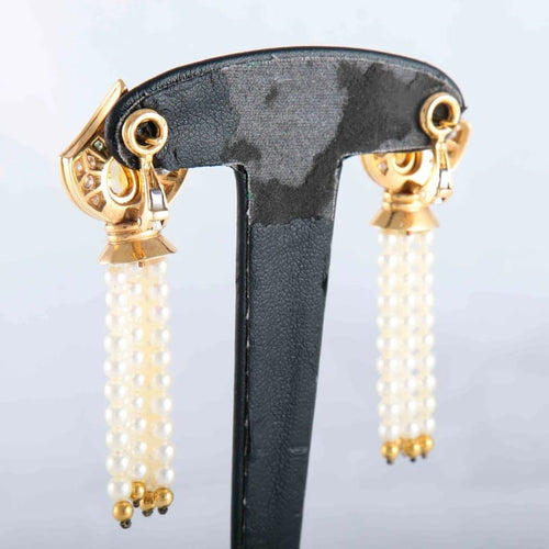 Boucles d'oreilles Boucles d'oreille citrine diamants et perles pendantes 58 Facettes