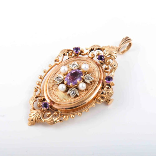 Pendentif Broche/pendentif améthyste et diamants 58 Facettes