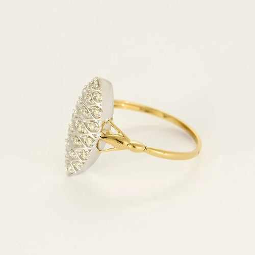 Bague 54 Bague marquise en or jaune, or blanc et diamants 58 Facettes 58FC109