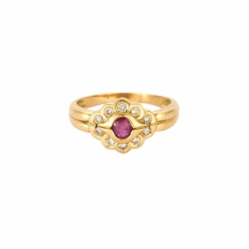 Bague 54 Bague or jaune, rubis et diamants 58 Facettes PER00663