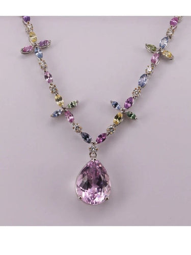 Collier Collier Diamant Kunzite et Saphirs Pastel 58 Facettes 2942