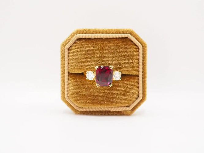 Bague 55 Bague or jaune, Grenat, Diamants 58 Facettes 4804