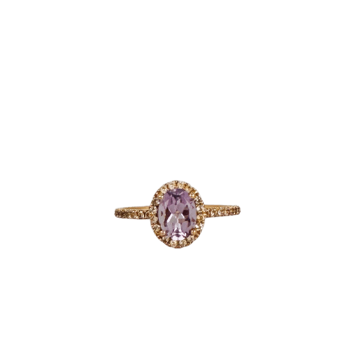 Bague Bague vintage en or rose 18k avec améthyste et saphirs blancs 58 Facettes 2508010