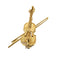 Broche Broche motif violon guilloché en or jaune 18k et trois diamants 58 Facettes PL09