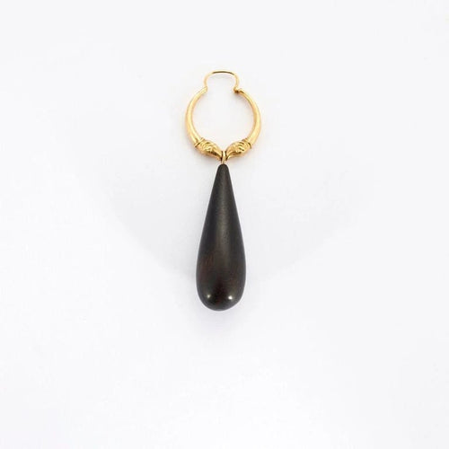 Boucles d'oreilles Boucles d’oreilles créoles têtes de béliers en or jaune 18k et ébène 58 Facettes AB59