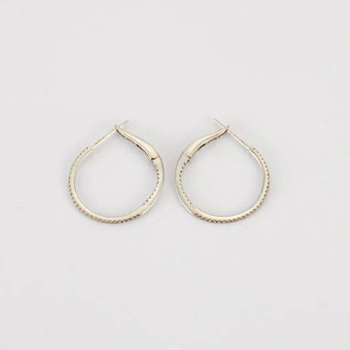 Boucles d'oreilles Créoles en or blanc diamants 58 Facettes