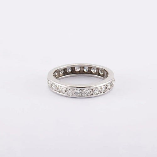 Bague 51 / Blanc/Gris / Or 750‰ Alliance américaine Diamants 1.32 carats 58 Facettes 220518R