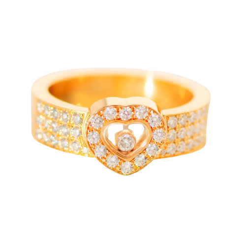 Bague 60.5 Chopard Happy Diamonds - Bague en or jaune 18 carats et diamants 0,74 ct 58 Facettes 3287