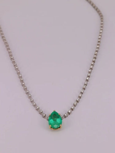 Collier Collier Tennis émeraude et diamants 58 Facettes 173