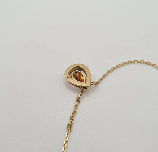 Collier Collier or jaune serti d'une citrine et de diamants 58 Facettes