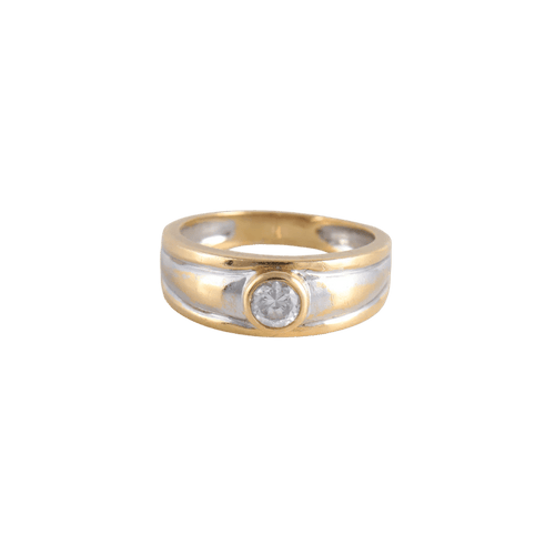 Bague 54 Bague Jonc 2 Ors pierre blanche 58 Facettes FM58