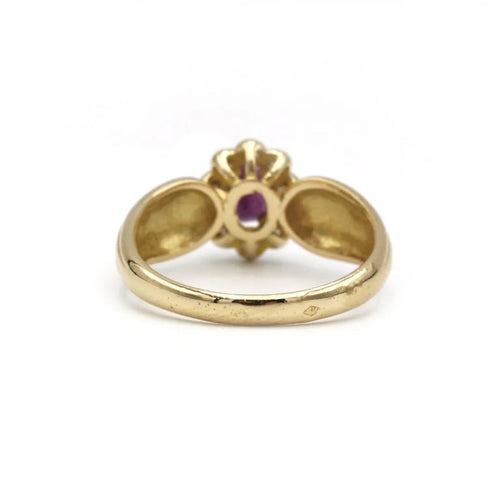 Bague 55 Bague marguerite rétro en or jaune avec rubis et diamants 58 Facettes 250036SP