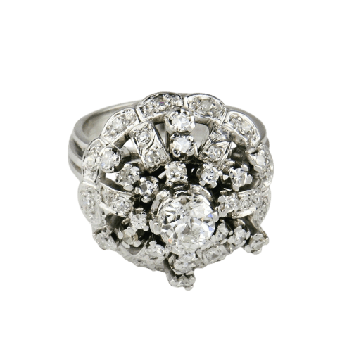 Bague 59 Bague en platine sertie de diamants taille brillant 2,10 ct 58 Facettes 1841