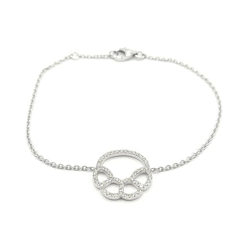 Bracelet Bracelet patte or blanc serti de diamants 58 Facettes