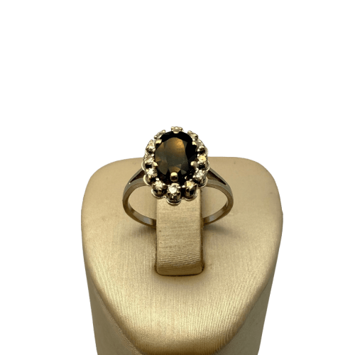 Bague 54 Bague entourage saphir et diamants en or blanc 18 carats 58 Facettes 250153