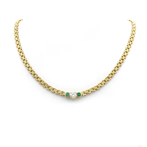 Collier Collier - Or Jaune, Diamant et Emeraudes 58 Facettes 250089R