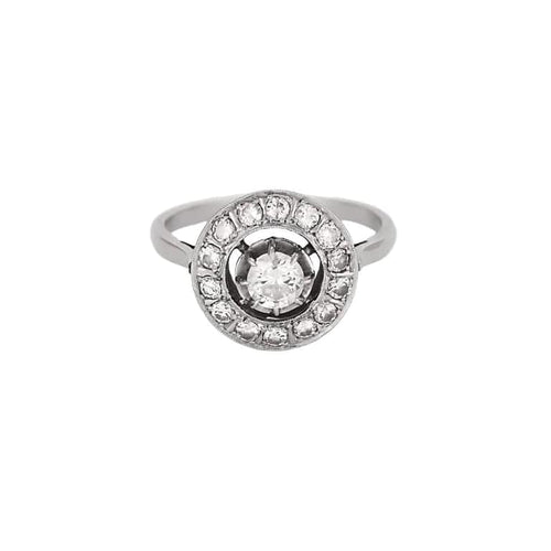 Bague 53 Bague en or blanc 18K et platine avec diamants 58 Facettes 58FC139