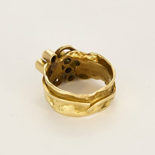 Bague 54 Bague moderniste en or jaune et diamants 58 Facettes COMP1479