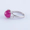 Bague 51 Bague - Rubis cabochon et deux diamants en or gris 18k 58 Facettes ALGU03