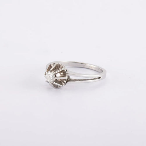Bague 55 / Blanc/Gris / Or 750 Bague Solitaire Diamant 0.25 carat 58 Facettes 210146R