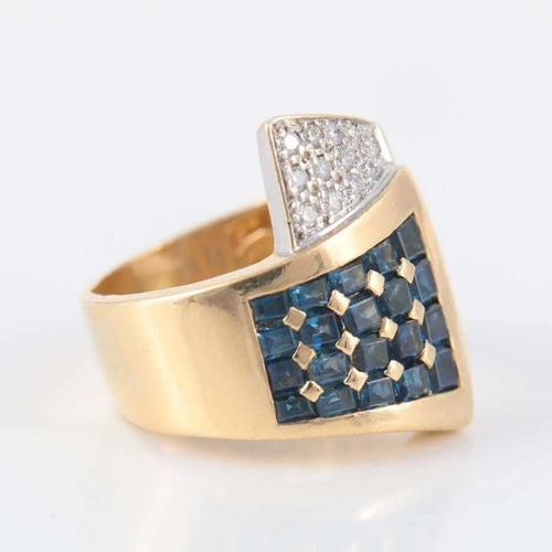 Bague 53 Bague Chevalière Saphirs Diamants 58 Facettes 2062