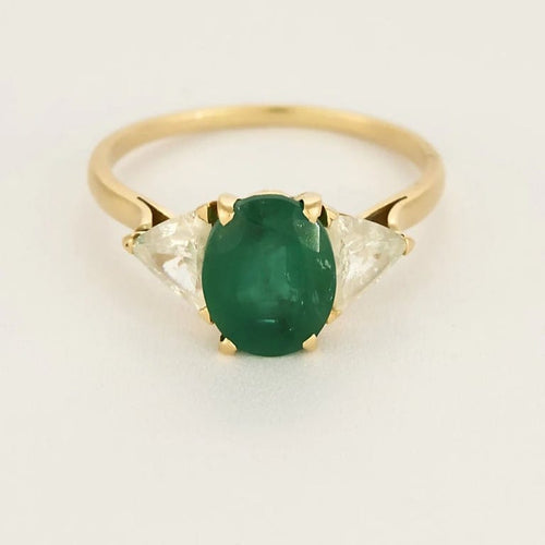 Bague 61 Bague en or jaune, émeraude et diamants troidia 58 Facettes LEN1849X3