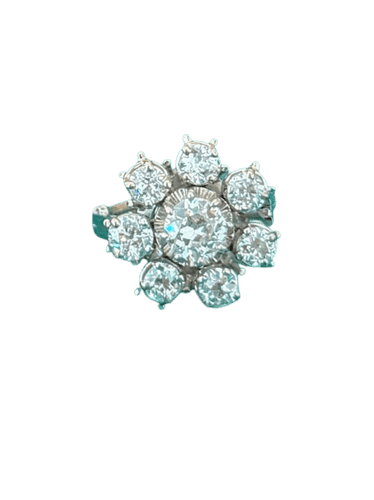 Bague 53 Bague marguerite en platine et or blanc 18 carats avec diamants 2,75 carats 58 Facettes 108