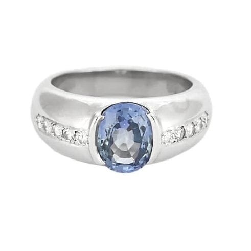 Bague 53 Bague en or gris 18K avec saphir ovale et diamants 58 Facettes 58FC147