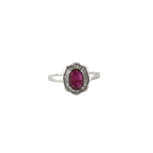 Bague 54 Bague style Marguerite Rubis Diamants 58 Facettes