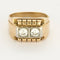Bague 51.5 Bague chevalière en or rose et platine, diamants 58 Facettes CHAR6098