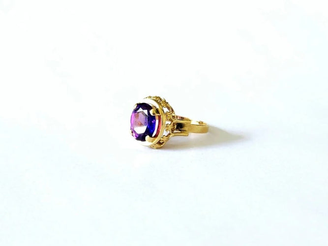 Bague 53 Bague améthyste 2.10 carats en or jaune 18 carats 58 Facettes