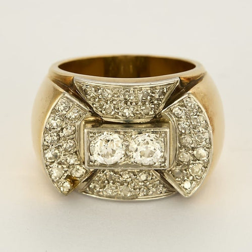 Bague 52 Bague Tank en or jaune, or blanc et diamants 58 Facettes B250700