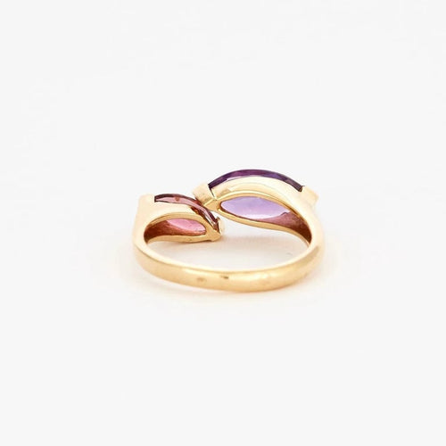 Bague 55 Bague Toi et Moi en or jaune 18k et améthyste, tourmaline 58 Facettes AB53