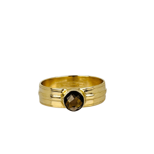 Bague Bague vintage en or jaune 14 carats et quartz fumé 58 Facettes 2501021