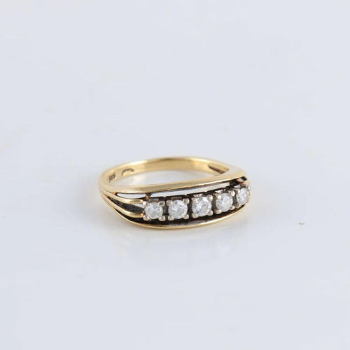 Bague 51 Bague style jarretière 5 Diamants 58 Facettes FM124