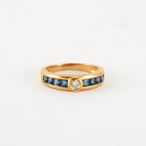 Bague 50.5 Bague en Or jaune, saphirs & diamants 58 Facettes
